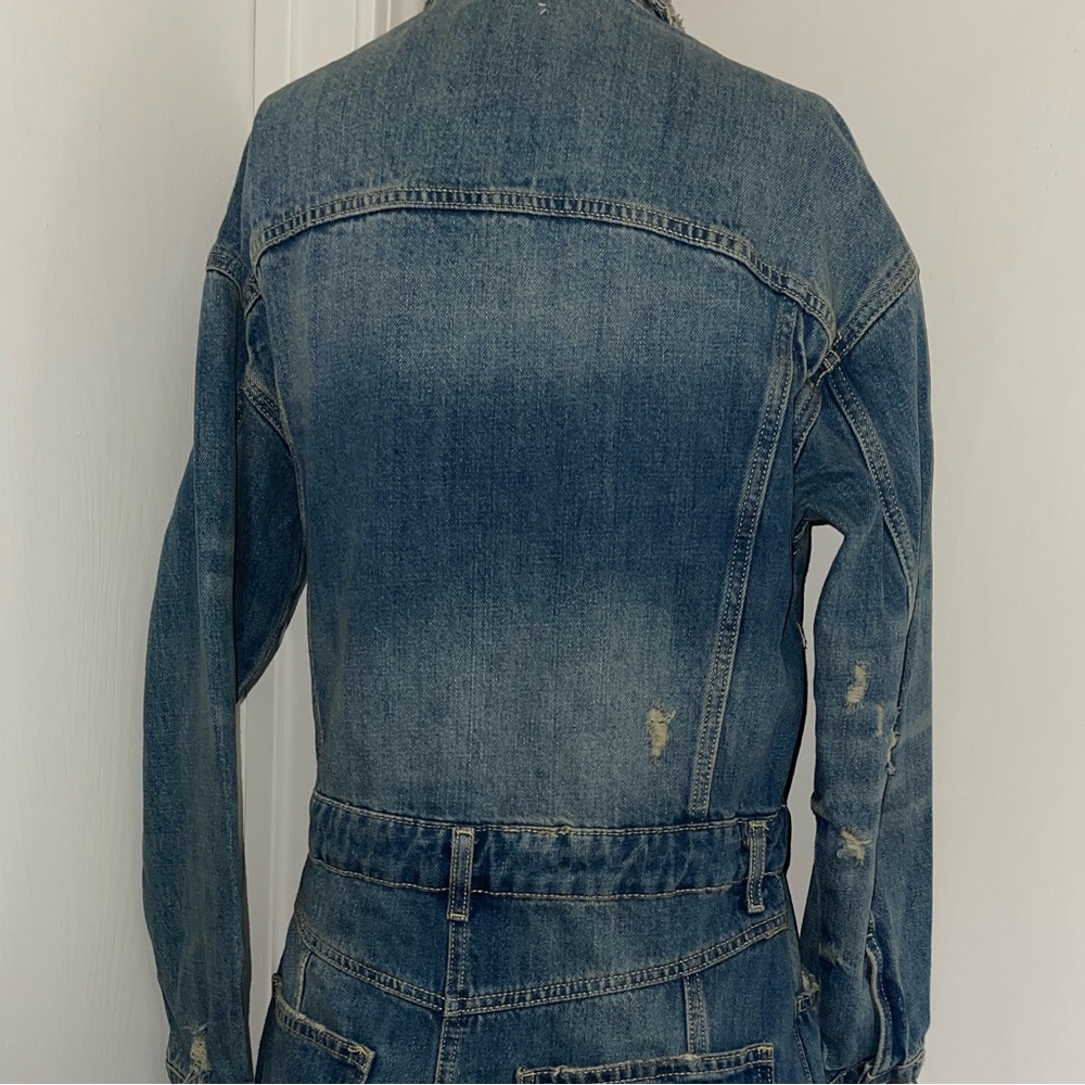 ZARA Distressed ASYMMETRICAL Denim Jacket Dress - Blue XS X SMALL - Picture 8 of 9